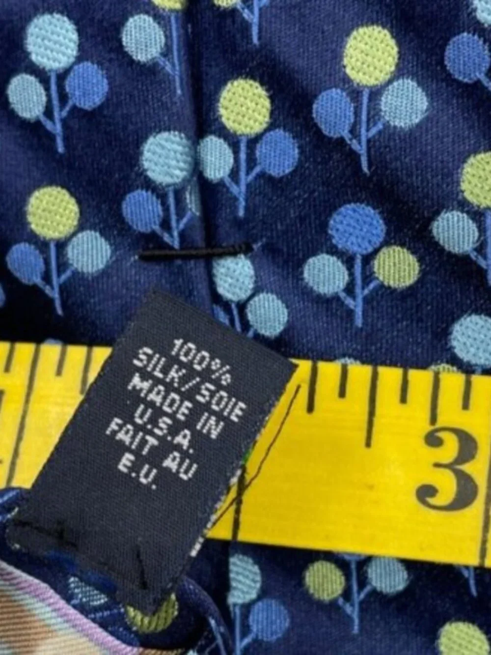 Ted Baker London Textured Blue Floral Berry Pattern Silk Tie Geometric
